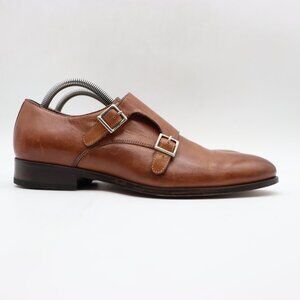 Ace Marks Double Monk Shoes Men's US Size 9.5 D Brown Leather Dress Shoes Italy